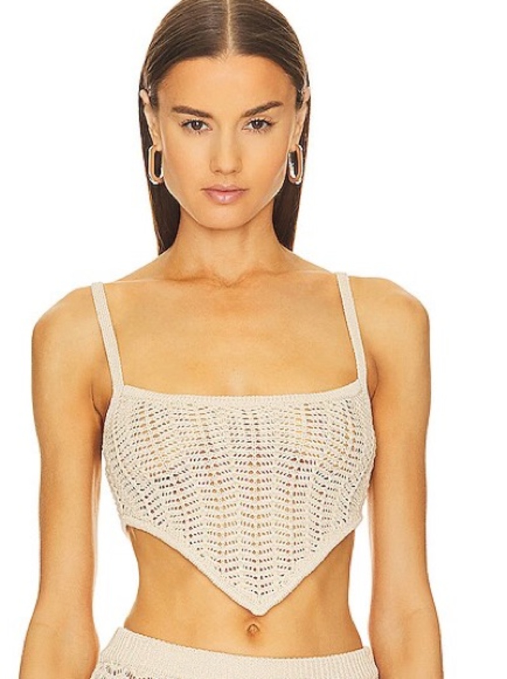 Michael Costello x REVOLVE Leyna Knit Crop Tank, Handkerchief Hem - M